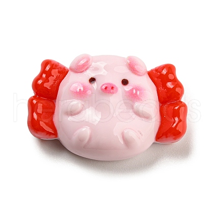 Pig Theme Opaque Resin Cabochons RESI-H154-01E-1