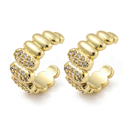 Brass Micro Pave Cubic Zirconia Oval Cuff Earrings EJEW-E299-02G-1