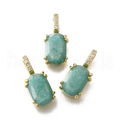 Natural Amazonite Faceted Oval Pendants KK-F899-03B-G-1