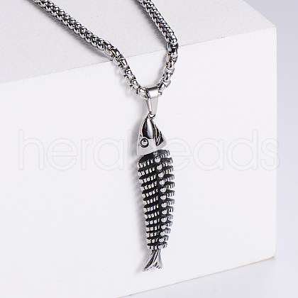 Creative Punk Style Fishbone Pendant Necklaces QX5165-1