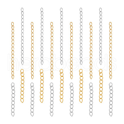 Unicraftale 100Pcs 4 Style 304 Stainless Steel Curb Chain Extender STAS-UN0054-01-1