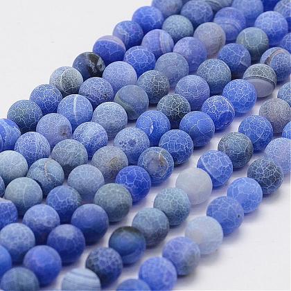 Frosted Natural Agate Beads Strands G-F367-10mm-01-1