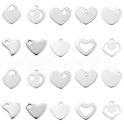 100Pcs 10 Styles 201 Stainless Steel Stamping Blank Tag Pendants STAS-CJ0002-24-1