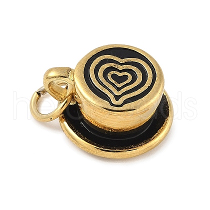 Mother's Day Coffee Cup with Heart 304 Stainless Steel Enamel Pendants STAS-M120-08G-1