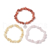 3Pcs 3 Styles Natural Rose Quartz & Citrine & Red Agate Chips Stretch Bracelets Sets BJEW-JB11076-03-4