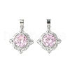 Brass Micro Pave Pink Cubic Zirconia Pendants KK-L208-02P-2