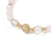 Natural Rose Quartz Round Beaded Charm Bracelets for Women BJEW-JB11931-03-4