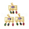 Rack Plating Brass Pave Cubic Zirconia Pendants KK-O142-45G-1