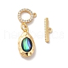 Real 18K Gold Plated Brass Micro Pave Clear Cubic Zirconia Toggle Clasps KK-M243-10G-01-2