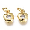 Brass Micro Pave Clear Cubic Zirconia Charms KK-M206-47G-1