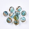 Two Tone Transparent Spray Painted Acrylic Corrugated Beads X-ACRP-T005-52B-1