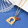 304 Stainless Steel Glass Drill Birth Stone Constellation Pendant Necklaces STAS-D305-08G-G-4