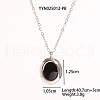 Stainless Steel Black Enamel Oval Pendant Necklaces for Women PG1145-4-1