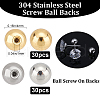 Beebeecraft 60Pcs 2 Colors Stainless Steel Ear Nuts STAS-BBC0003-34-2