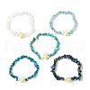 5Pcs 5 Styles Natural Quartz Crystal & Lapis Lazuli & Apatite & Aquamarine & Synthetic Turquoise Chip Beaded Stretch Bracelet Sets BJEW-JB10840-4