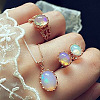 Oval Alloy & Acrylic Imitation Moonstone Pendant Necklaces & Stud Earrings & Rings Sets FS-WG10CC3-01-1-3