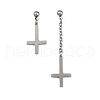 201 Stainless Steel Dangle Stud Earrings EJEW-P314-01C-P-4