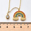 304 Stainless Steel Rhinestone Rainbow Pendant Necklaces for Women NJEW-U043-03G-5