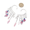 Wing Resin & Natural Quartz Crystal Points Beaded Dangle Earrings EJEW-TA00523-3