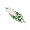 Glass Seed Beaded Tassels Pendants PALLOY-MZ00655-04-3