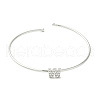 Rack Plating Brass Micro Pave Clear Cubic Zirconia Letter Open Cuff Bangles BJEW-A018-01P-W-2
