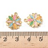 304 Stainless Steel Enamel Rhinestone Flower Pendants STAS-U057-04G-3