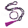 Natural Amethyst Round Beaded Pendant Necklaces & Bracelets Sets FS-WG9D102-22-2