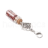 7 Chakra Natural Red Aventurine & Red Jasper & Green Aventurine & Tiger Eye & Synthetic Turquoise & Amethyst & Lapis Lazuli Chips inside Glass Wishing Bottle Pendant Decorations HJEW-JM03099-02-5