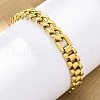 304 Stainless Steel Cuban Link & Panther chain Bracelets for Women Men BJEW-R018-11G-3