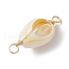 Natural Cowrie Shell Copper Wire Wrapped Shell Shape Connector Charms PALLOY-JF02939-03-4