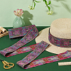 7M Ethnic Style Polyester Flower Jacquard Ribbons OCOR-WH0091-72A-02-4