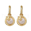 Flat Round with Snake Brass Shell Hoop Earrings KK-D363-21G-2