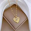 Heart with Eye Pattern 304 Stainless Steel Micro Pave Cubic Zirconia Pendant Necklace & Hoop Earrings Sets FS-WGB58AC-03-5