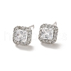 Clear Cubic Zirconia Square Stud Earrings EJEW-K093-19P-1