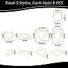 Unicraftale 40Pcs 5 Styles Brass Linking Rings KK-UN0002-97-2