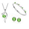 Rhinestone Twist Pendant Necklace & Diamond Bangle & Stud Earrings JEW101B-1