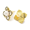 Mother's Day Jewellery Brass Flower Stud Earrings with Natural Pearl EJEW-Z020-04G-2