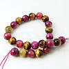 Natural Rose Tiger Eye(Dyed & Heated) and Yellow Tiger Eye(Dyed & Heated) Beads Strands G-G101-14mm-1-2