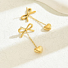 Stylish Stainless Steel Butterfly with Heart Tassel Heart Stud Earrings XV0510-1-3