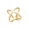 Elegant S925 Sterling Silver Pave Cubic Zirconia Open Star Cross Ring for Women AU6485-1