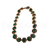 Alloy Full Rhinestone Flower Link Chain Necklaces for Women WGB743E-04-3