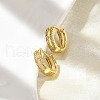 Brass Micro Pave Clear Cubic Zirconia Hoop Earrings EJEW-D311-108G-2