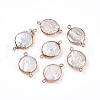 Electroplated Natural Keshi Pearl Flat Round Connector Charms PEAR-S018-03I-01-1