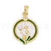 Brass Micro Pave Cubic Zirconia Pendants KK-U068-06G-1