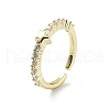Star Rack Plating Brass Micro Pave Clear Cubic Zirconia Open Rings RJEW-D020-11G-1