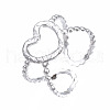 304 Stainless Steel Heart Open Cuff Ring RJEW-T023-19P-3