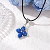 Dyed Synthetic Imperial Jasper & Glass Seed Beaded Star Pendant Black Waxed Cotton Cord Necklaces NJEW-MZ00109-03-1