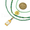 3Pcs 3 Style Alloy Enamel Pendant Necklaces Set with Glass Seed Beaded Chains NJEW-JN04456-3