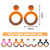 FIBLOOM 3 Pairs 3 Colors Resin & Wooden Donut Dangle Stud Earrings with 316 Surgical Stainless Steel Pins EJEW-FI0002-47-2
