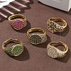 Brass Micro Pave Cubic Zirconia Cuff Rings for Women RJEW-A069-13G-1